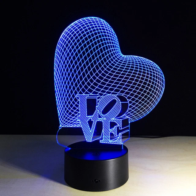 3D LAMP VISUAL Light Effect Touch Colors Changes Night Light (Love