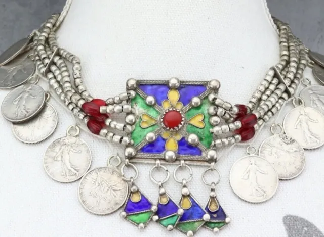 Maroc  MOROCCO  BERBÈRE ETHNIQUE   Bijoux  Rare Et Ancien Collier Ethnique