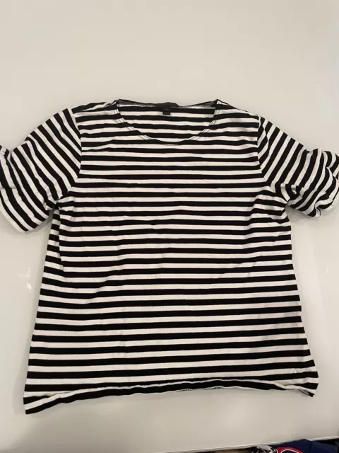 J Crew Women’s Short Sleeve Top Striped Ruffle Detail Size Medium