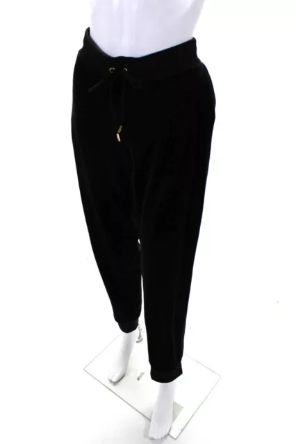 Juicy Couture Womens Cotton Velvet Drawstring Casual Joggers Pants Black Size XL 2