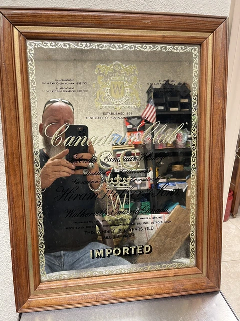 Vintage Beautiful Bar Decor CANADIAN CLUB C.C. WHISKEY Mirror-Sign 21” X 16”