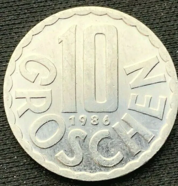 1986 Austria 10 Groschen Coin Proof   ( Mintage 42K )  Rare World Coin   #K509 2