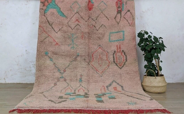 Moroccan Handmade TAZNAKHT Vintage Red Rug 7'7"x5'8" Berber Wool Tribal Area Rug