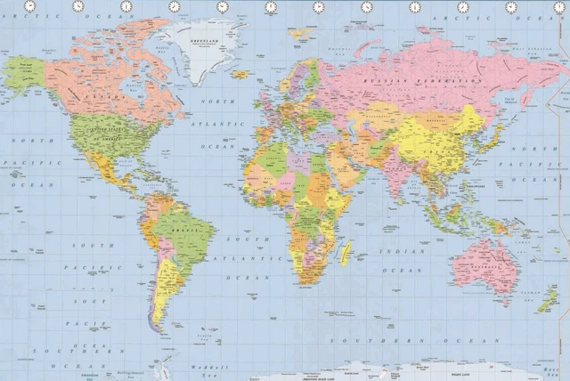 LAMINATED WORLD MAP Political Atlas Wall Poster Latest Brand New £4.90 ...