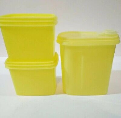 Tupperware Vintage Yellow Food Storage Containers 1243-3, 1243-4, 792-8 set of 3