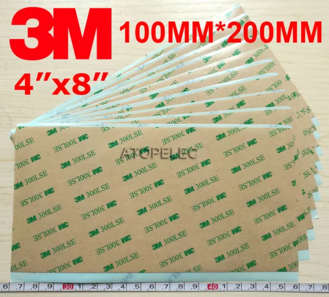 3M 300LSE doppelseitig SUPER KLEBRIG SCHWERLASTBLATT KLEBEBAND 4""x8" 2