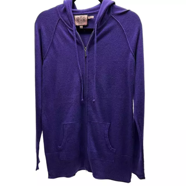 Juicy Couture Cashmere Blend Full Zip Hoodie Purple Women’s Size Medium Tall