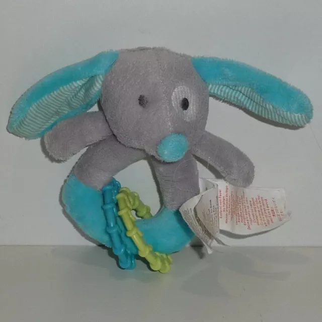 Doudou Hochet Lapin Obaïbi - Bleu gris