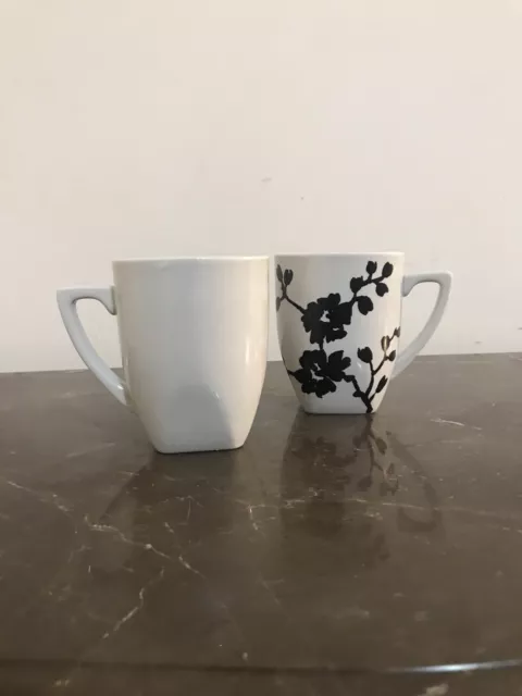 2 Coventry Coffee Tea Coco Mugs/ Cups Antoinette Black Porcelain 2