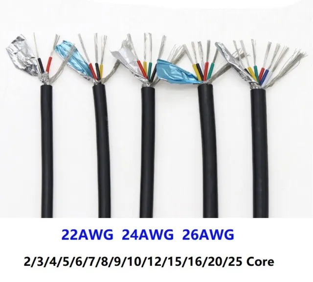 22/24/26 AWG Abgeschirmtes Kabel UL2464 Audio Kopfhörer Signalkabel 2-25 Kerne