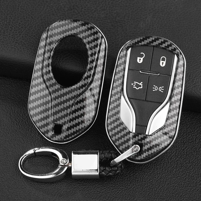 Carbon Fiber Key Fob Cover-Case Chain For Maserati Ghibli Levante Quattroporte