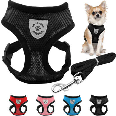 Breathable Mesh Dog Harness and Leash Set Puppy Cat Vest for Cats Small Dogs S-L