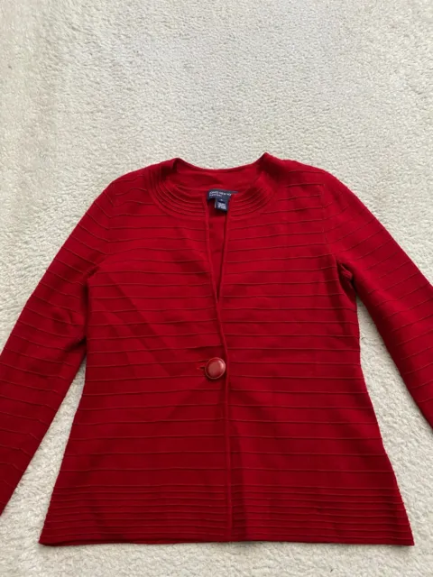 JONES NEW YORK Signature Women Striped Long Sleeve Cardigan Sweater Red ...