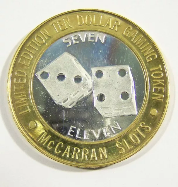 Silver Casino Strike $10 Gaming Token McCarran Slots NV Seven Eleven .999 fine