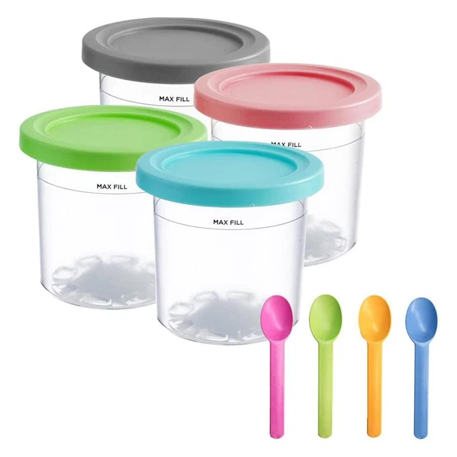 4 PACK ICE Creami Deluxe Pints Lid BPAFree Dishwasher Safe For Ninja