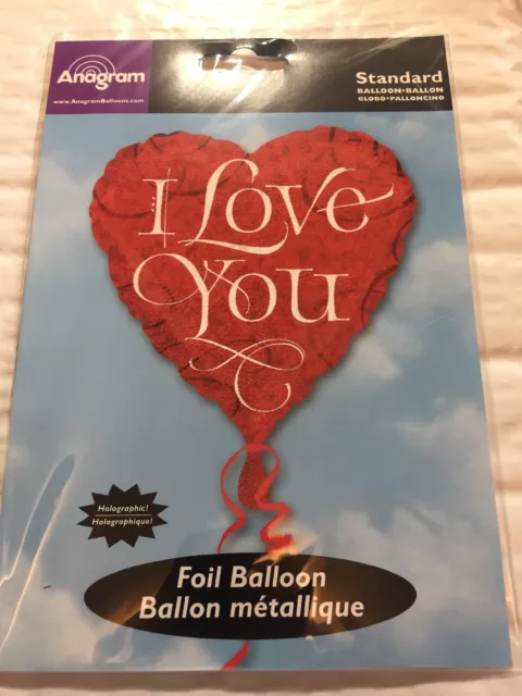 18” 45cm ANAGRAM STANDARD FOIL BALLOON NIP I LOVE YOU HEART SHAPED RED