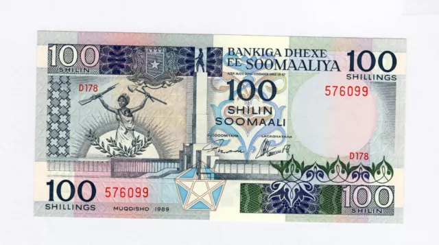 Somalia , 100 Shilin SOOMAALI / 100 Shillings , MUQDISHO 1989 Pick #35d , UNC