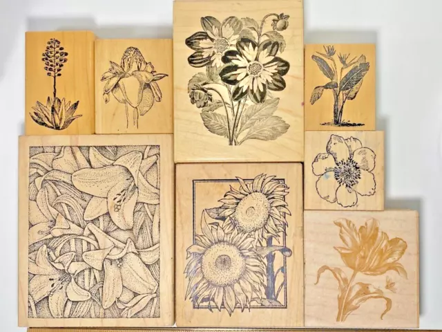 Dramatic Flower Rubber Stamps for Crafting and Card Making - Choose Your Own!