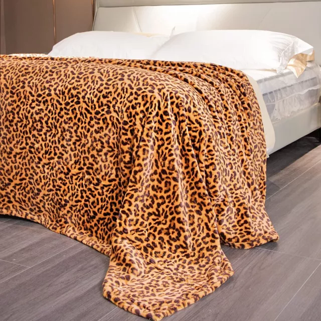 Leopard Cheetah Cozy Warm Fleece Throws and Blankets Fuzzy Plush 60x80 inches