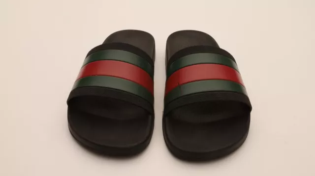 Gucci Pursuit 72 Sport Slide Mens Size 6 G/ US 7 in Black Nero Green Red 2