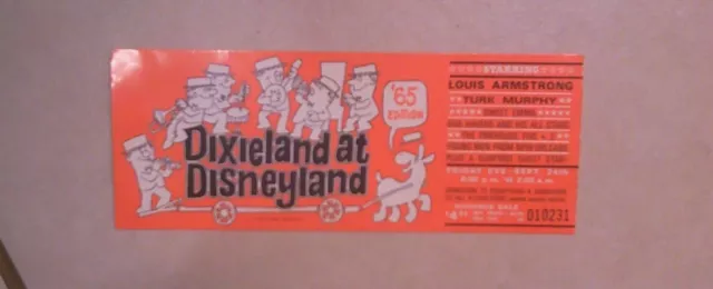 September 24 1965 DIXIELAND AT DISNEYLAND  Louis Armstrong Concert Ticket