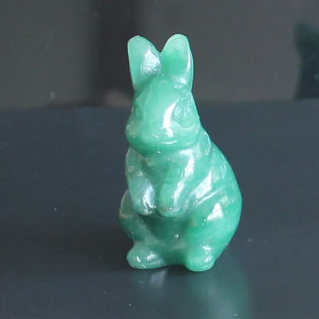 Carved crystal gemstone green aventurine rabbit bunny figurine animal decor 2''