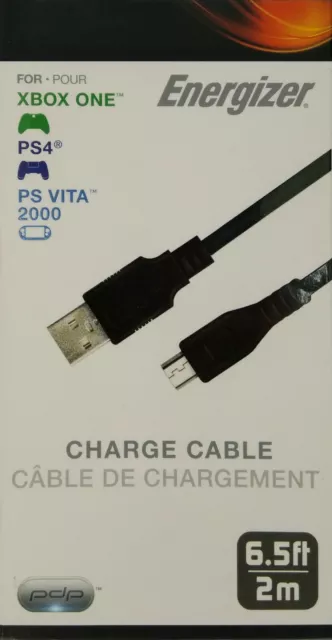 Câble de chargement Energizer micro USB pour Xbox One, PS4, PS Vita 2000