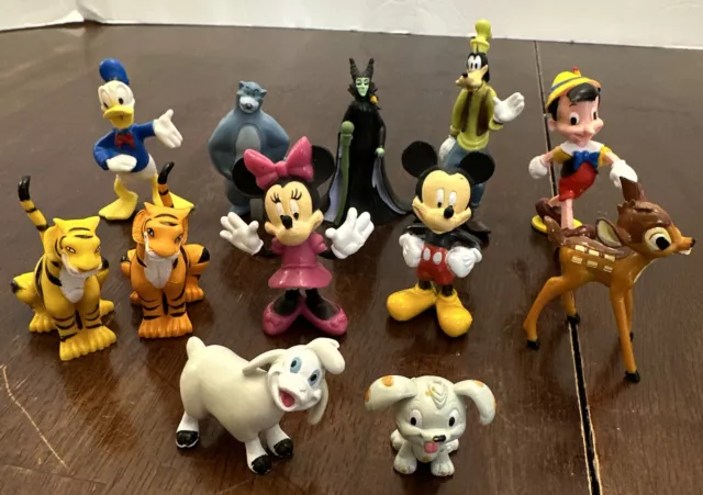 Lot of 12 DISNEY PVC Figures Mickey & Minnie Mouse Donald Goofy Bambie & More