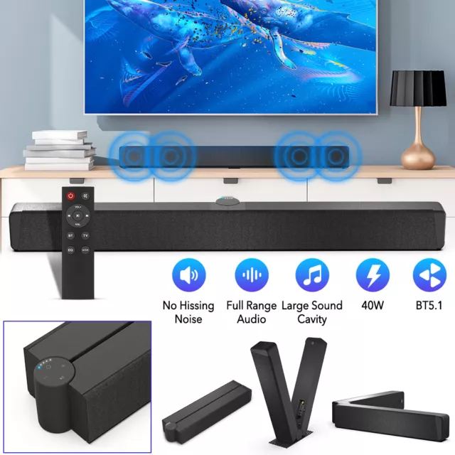 Foldable Sound Bar 40W Bluetooth Speaker 3D Surround Sound Subwoofer Soundbar