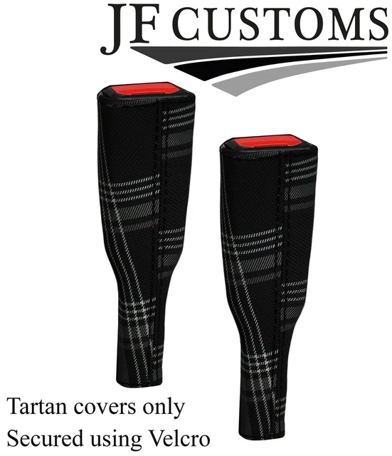 Black Stitch Red Tartan 2X Seat Belt Tall Covers For Vw T6 Transporter