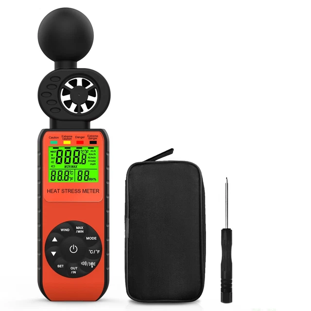Produktbild von Digitales Anemometer – Handmessgerät Für Luftgeschwindigkeit 0,1–30 M/s, Temperatur 0–45 °C, Data-Hold, 5 Einheiten, Auto-Off