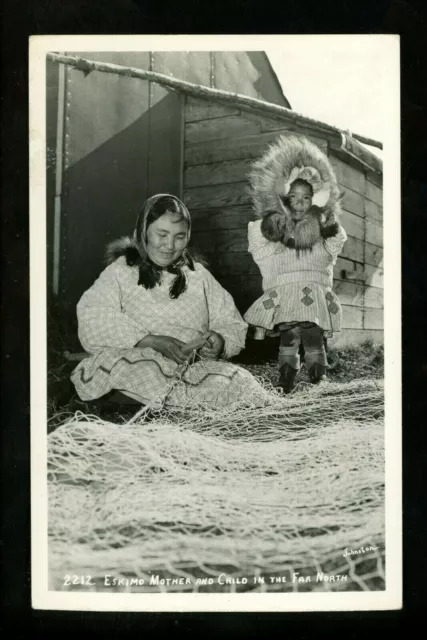 Alaska AK real photo postcard RPPC Eskimo Mother & Child #2212 Vintage