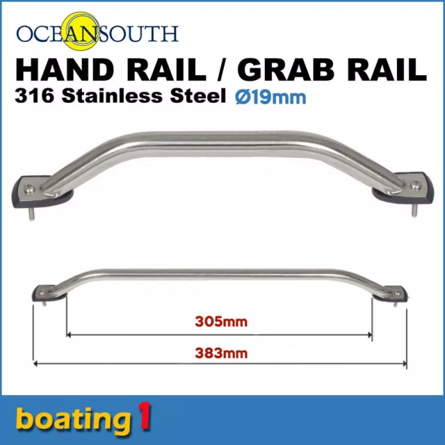 316 STAINLESS STEEL 305mm SS MARINE HAND/GRAB RAIL - Boat/Yacht Handrail 19 dia