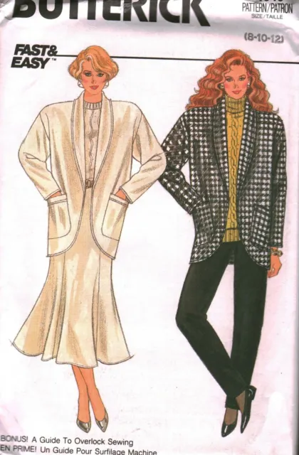 4049 UNCUT Butterick SEWING Pattern Misses Very Loose Fitting Jacket Skirt Pants
