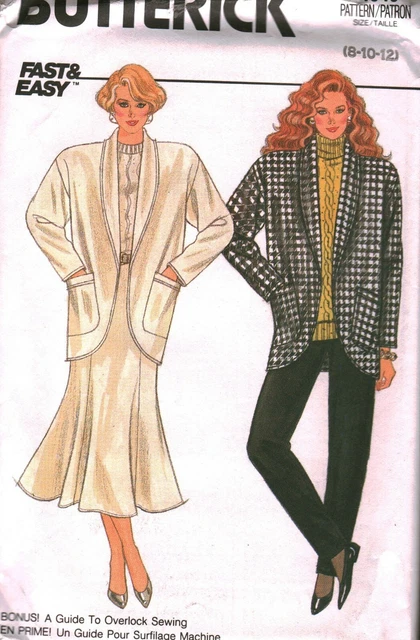 4049 UNCUT Butterick SEWING Pattern Misses Very Loose Fitting Jacket Skirt Pants