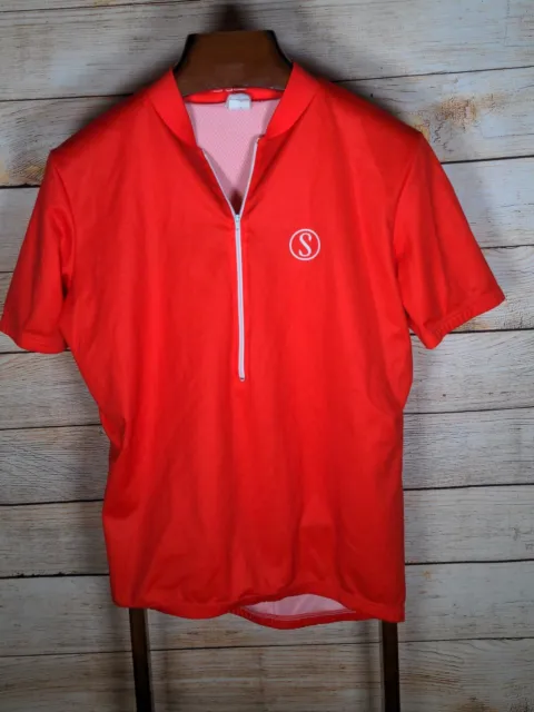 Schwinn Red Cycling Jersey Made in Italy Size Large With 3 Pockets On Back!