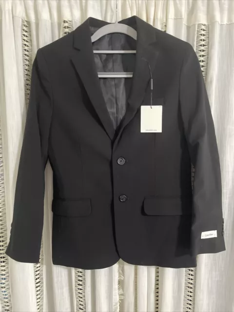 Calvin Klein Modern Fit Suit Jacket Boys 12 Regular Black Stretch 4655