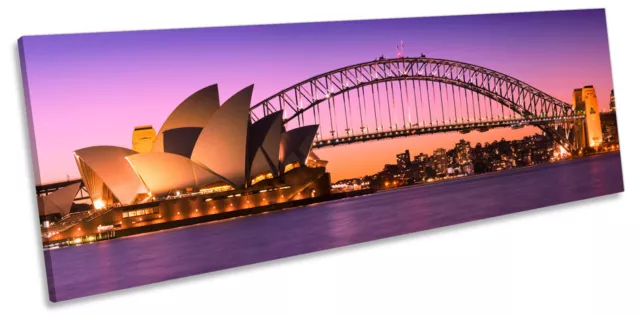 Sydney Harbour Skyline City CANVAS WALL ART Panoramic Framed Print