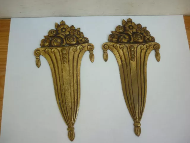 Paire d'ornements en bronze meuble époque empire , décor corbeille florale