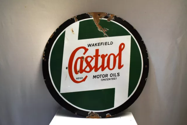 Vintage Castrol Motor Öl Wakefield Zeichen Porzellan Emaille Werbe Collectib "