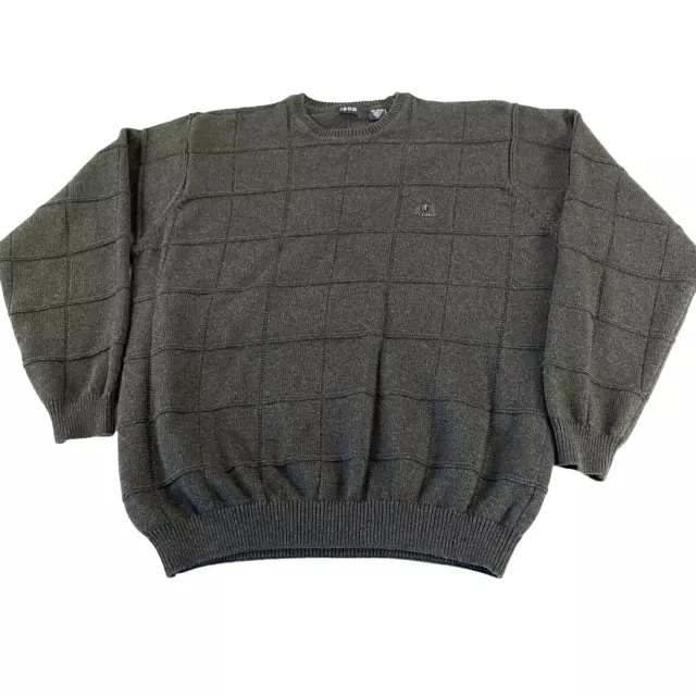 IZOD Sweater Mens XL Gray Knit 100% Cotton Long Sleeve Crew Neck Logo.