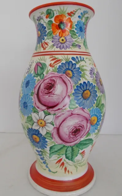 Schöne große alte Vase Porzellan Blumen Pfingstrosen >>>HANDBEMALT<<<