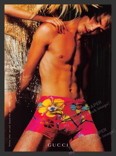 GUCCI MEN'S UNDERWEAR Tropical 1990s Print Advertisement Ad 1999