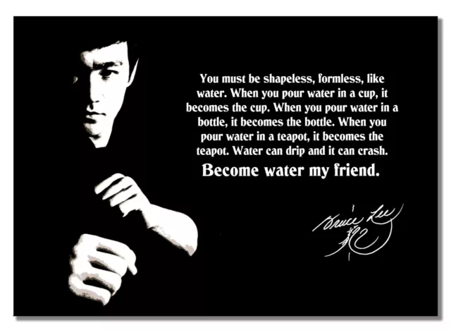 Bruce Lee Water Quote Hong Kong American Actor Film Martial Arts Poster Photo