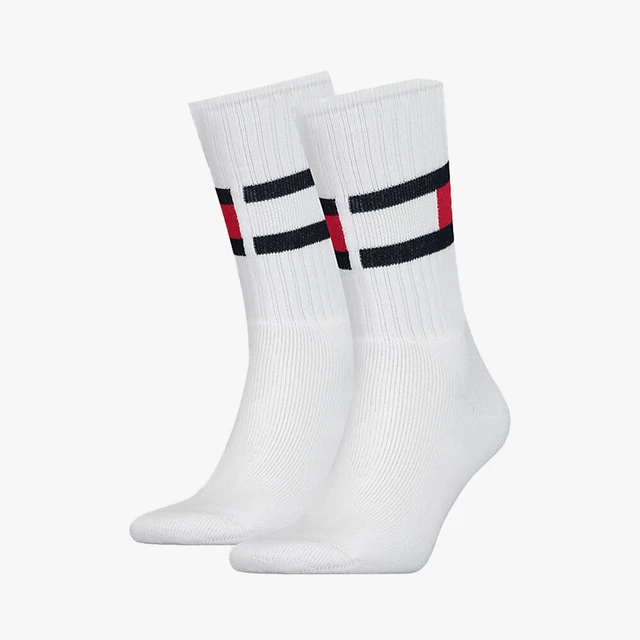 Tommy Hilfiger Ribbed Flag Socks - White