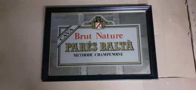 Cartel Espejo Vintage Cava Brut Nature Pares Balta Medidas :34 Cm X 50 Cm