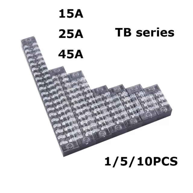 Striscia barriera terminale vite doppia fila 600 V 3-12 posizioni 15-45 A