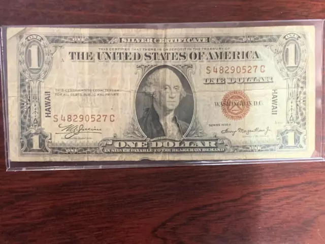 1935 A $1 One Dollar Hawaii Overprint Emergency Issue Silver Certificate