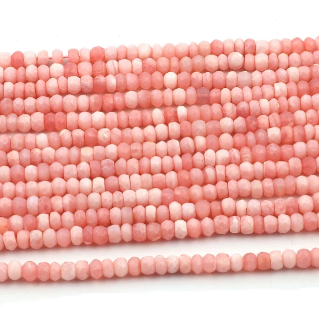 Natürlicher rosa Opal, facettierter Rondelle-Edelstein, lose...