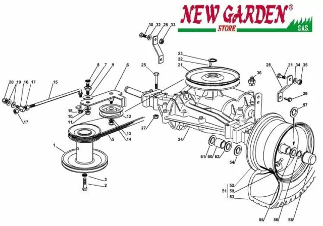 -caracteristica Transmisión 72CM XF140 Tractor Podadora Castelgarden Recambio